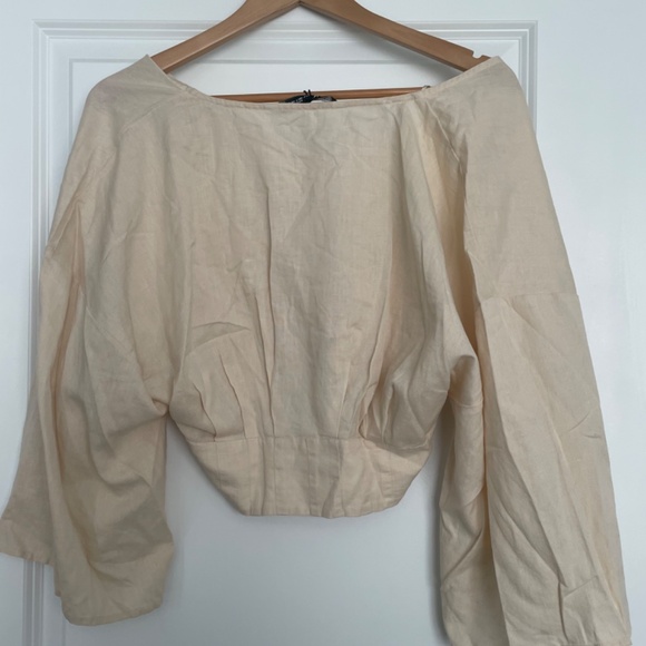 Zara Linen Blouse Shirt NWT - Picture 4 of 6